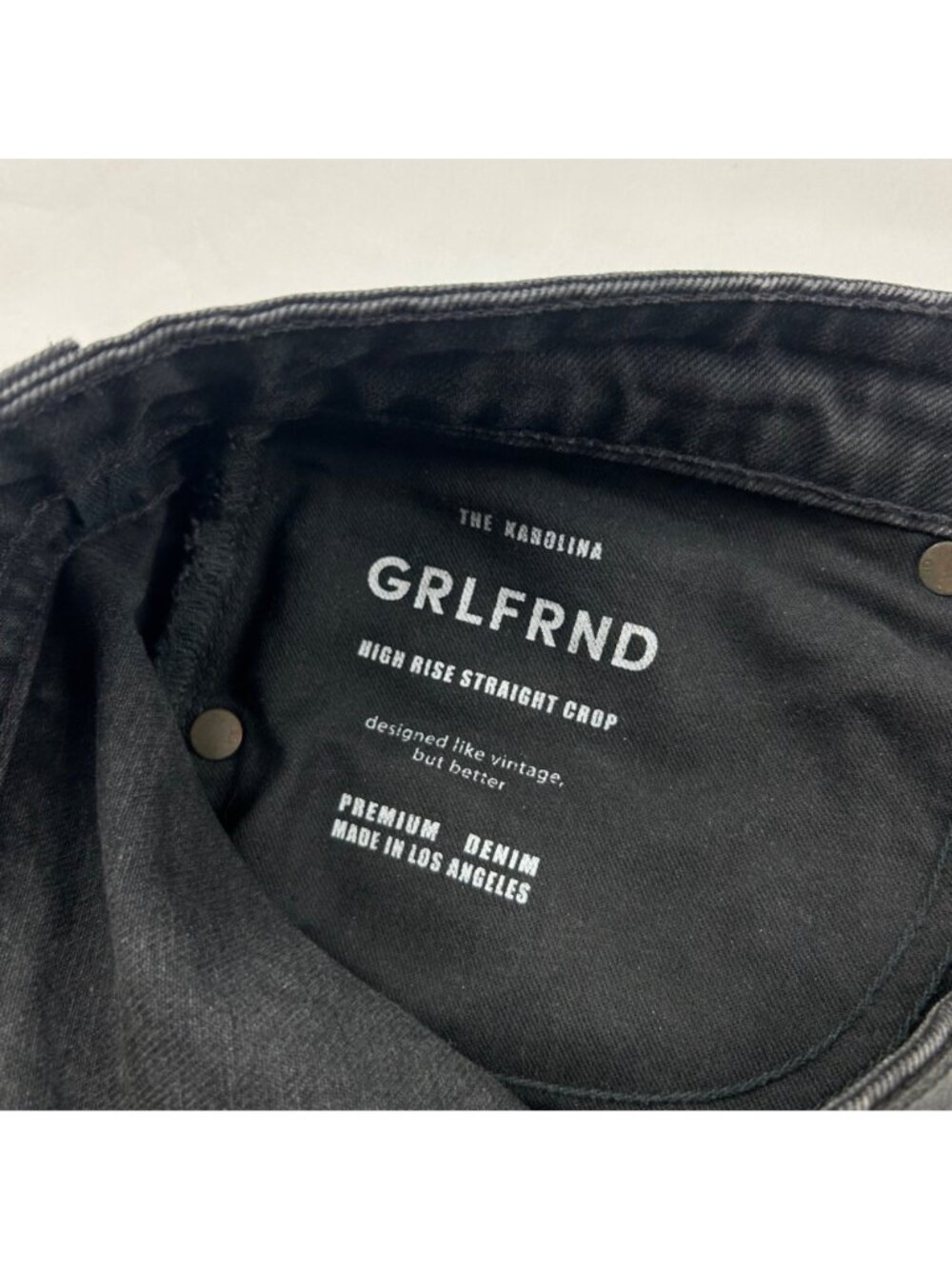 GRLFRND Washed Black Disressed Denim Karolina High Rise Straight Crop Jeans 29 - Picture 5 of 8